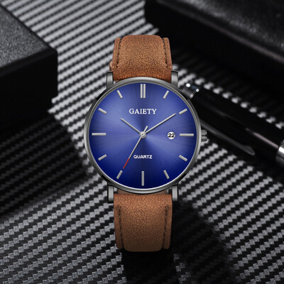 

Gobestart Fashion Simple Simple Casual Calendar Business Leather With Strap Mens Watch