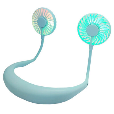 

New Neck Hanging Fans 7 Colors LED Light Luminous Sports Hanging Neck Fan Portable Mini Hands-Free USB Fan