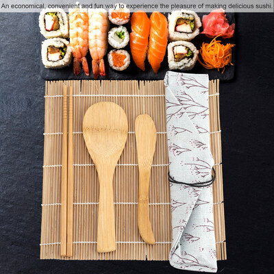 

Greensen9PcsSet Bamboo Sushi Making Kit Includes 2 Rolling Mats 5 Chopsticks 1 Paddle 1 Sushi Blade Sushi Making Kit Sushi Tool