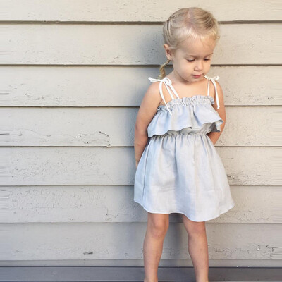 

Toddler Kids Baby Girl Clothes Princess Sleeveless Ruffle Suspender Dress Outfit