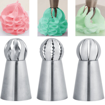 

Stainless Steel Cake Icing Nozzles3pc Sphere Ball Russian Icing Piping Nozzles Tips Cake Decor Pastry Cupcake Set