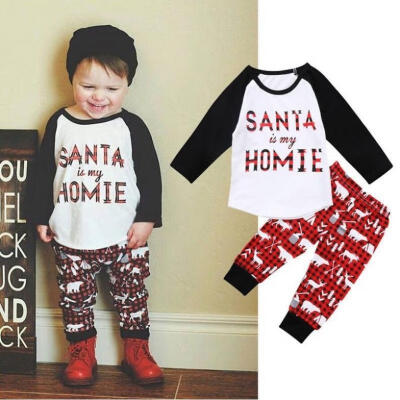 

Toddler Kids Baby Boys Girls Christmas Clothes Long Sleeve Tops Shirt Legging Pants Outfit Set