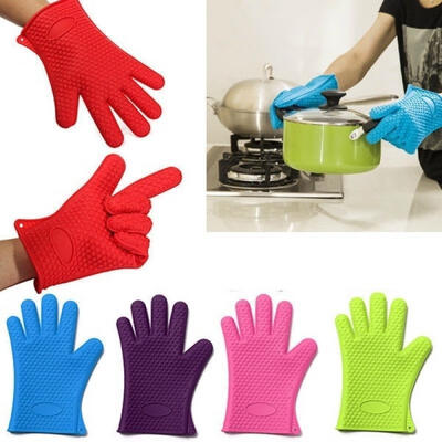 

Kitchen Heat Resistant Silicone Glove Oven Pot Holder Baking BBQ Cooking Mitts Dishwashing Gloves