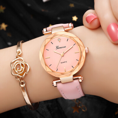 

RM New Fashion Geneva Women Leather Band Quartz Analog Wrist Watch