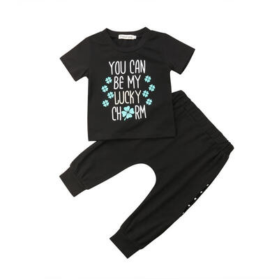 

New Toddler Kid Baby Boys Girl Outfits Clothes T-shirt Tops Long Pants 2PCS Set