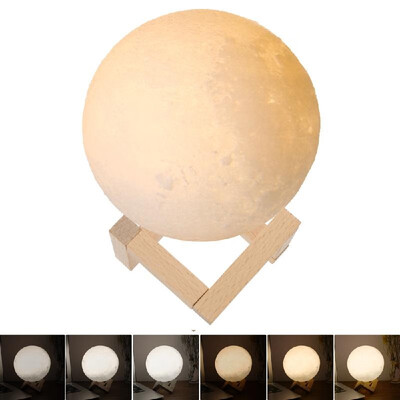 

18cm Diameter PLA USB Rechargeable 3D Printing Moon Light 2-Colors Dimmable Touch Sensor Control Luna Night Lamp Bedroom Decor wit