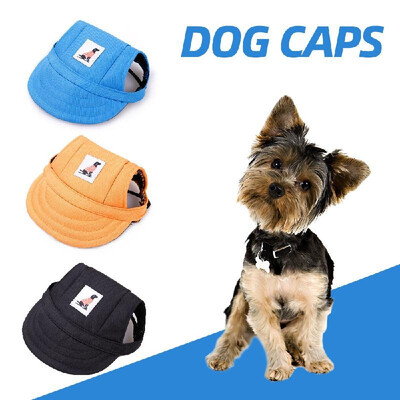 

Dog Caps Pet Sport Hat w Ear Holes Adjustable Buckle Pet Baseball Visor Cap for Small Dogs Puppies