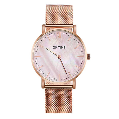 

Simple Slim Watch Analog Quartz Waterproof Stainless Steel Mesh Strap Band Thin Casual Elegant Wrist Watches for Women Rose Gold