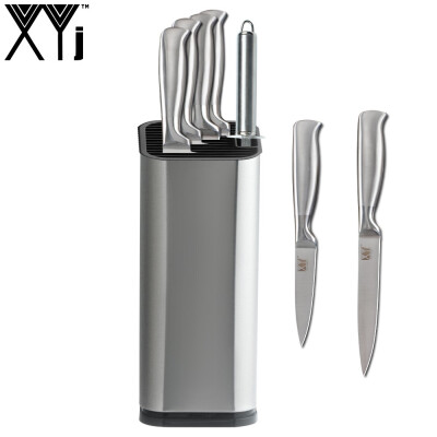 

XYj Kitchen Knife Stainelss Steel Set Comfortable Full Tang Handle Sharp Blade Cooking Knife With Steel Knife Holder Stand