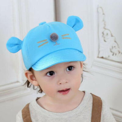 

Cute Baby Kids Infant Boy Girl Solid Cotton Beret Cap Baseball Little Cat Hat