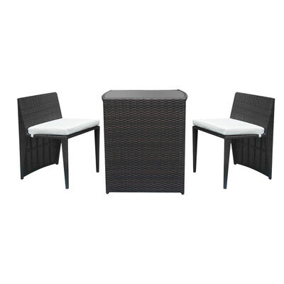 

Outdoor Patio Bistro Set 3 PCS Rattan Wicker Dining Set With Cushions