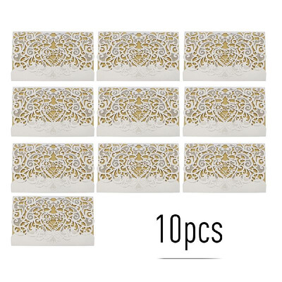 

10pcs Love Pattern Pearl Paper Floral Invitation Cards Invitation Holders for Wedding Birthday Party Anniversary