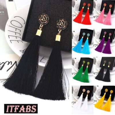

Women Fashion Bohemian Earrings Jewelry Long Tassel Fringe Boho Hook Drop Dangle