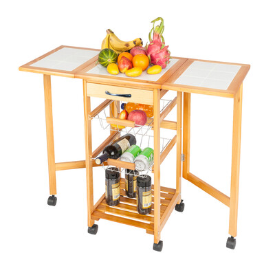 

Rolling Portable Kitchen Island Storage Drawers Baskets Trolley Cart Stand