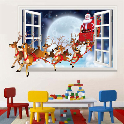 

Santa Claus Sleigh Deer 3D Wall Stickers