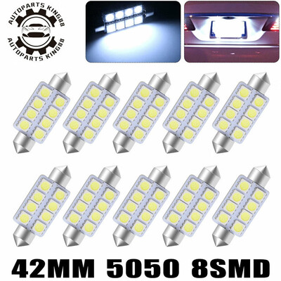 

10x 7000K White 42mm 5050 SMD Festoon LED Dome Map Interior Light Bulb 578 211-2