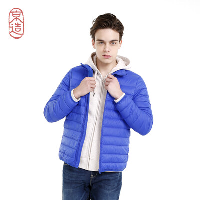 

JZAO Mens down jacket light portable down jacket light thin short white goose down jacket coat down jacket black L