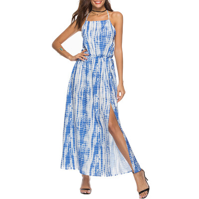 

Tie Dyed Print High Slit Maxi Dress