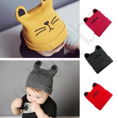 

New Winter Baby Toddler Kids Boy Girl Knitted Cat Crochet Ear Beanie Warm Hat Cap