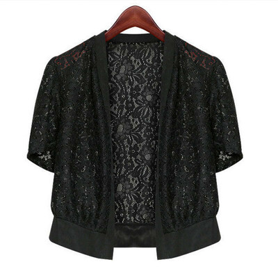 

Womens Summer Short Sleeve Lace Loose Floral Shawl Short Cardigan Small shawl Tops Blouse