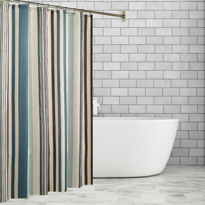 

Greensen Polyester Striped Painting Shower Bath Curtain Waterproof Bathroom Curtain