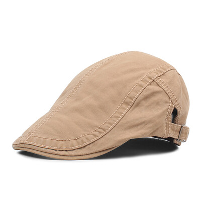 

Vintage Men Women Plain Peaked Cap Casquette Breathable Cotton Beret Newsboy Hat Cabbie Headwear