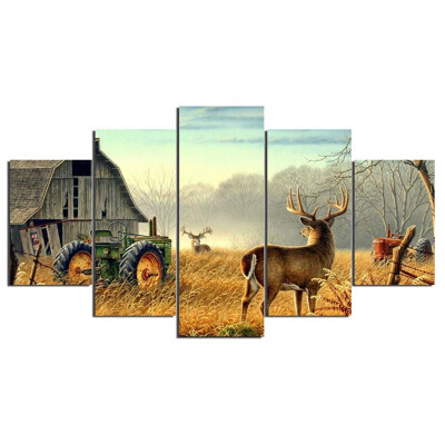 

Animal Whitetail Deers house Tractor Canvas picture painting poster wall art No Frame 100x55cm