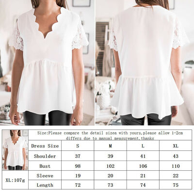 

Summer Womens Casual Tops Blouse Short Sleeve V Neck Floral T-Shirt Ladies