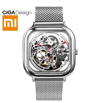 

CIGA Design watch millet MI meter home hollow mechanical watch MY series fashion waterproof men&women automatic mechanical watch double-sided hollow black Milan belt