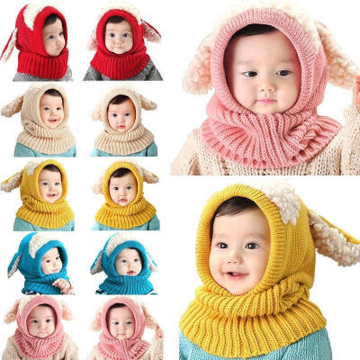 

Girls Boys Winter Beanie Warm Hat Hooded Scarf Earflap Knitted Baby Toddler Cap