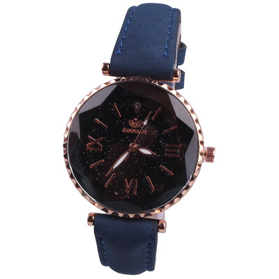 

Simple ladies quartz watch belt starry dial