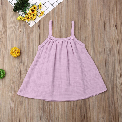 

Toddler Baby Kids Girls Sleevless Ruched Solid Dress Casual Clothes