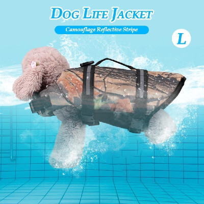 

Dog Life Vest Camouflage Reflective Stripe Life Jacket Floating Coat for Big Size Dogs Swimming Safety