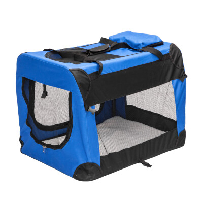 

Ktaxon Dog Crate Soft Sided Pet Carrier Foldable Training Portable Cage House Blue