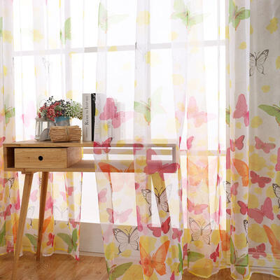 

Butterfly Printed Gauze Curtain Durable And Washable Curtain For Home Window Decoration 1m2m