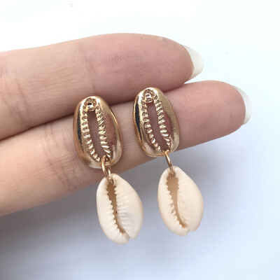 

Fashion Cowrie Sea Shell Earrings Women Gold Color 2019 New Summer Statement Shell Drop Earrings for women Gift Party Wedding