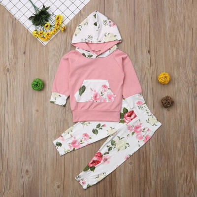 

2pcs Newborn Infant Baby Kid Girls Clothes Hooded T-shirt TopsPants Outfits