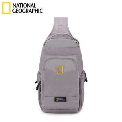 

National Geographic National Geographic chest bag mens shoulder bag diagonal cross bag Messenger multi-function sports pockets tide silver gray