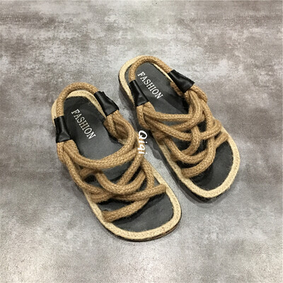 

Hemp rope sandals female students take 2019 summer new breathable ins original wind ulzzang