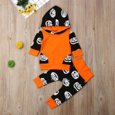 

US Toddler Kids Baby Boy Girl Outfits T-Shirt Pumpkin Pants Halloween Clothes