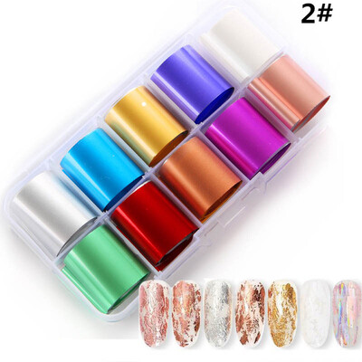 

〖Follure〗Holographic Nail Art Transfer Foil Sticker For Nail Tip Decoration DIY 10 Color