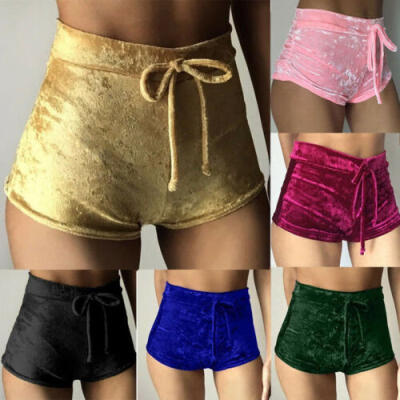 

Womens Yoga Sport Crushed Velvet Leggings High Waist Shorts Pants Bottoms -XL