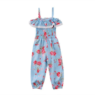 

Kids Baby Girls Flower Romper Harem Jumpsuit Playsuit Sunsuit Clothes Outfits 1-6Y