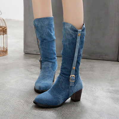 

Rose Stylish Womens Platform Cowboy Lace-Up Round Toe Over The Knee High knight Boots