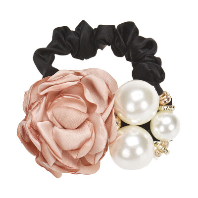 

〖Follure〗Pearls Beads Rose Flower Hair Band Rope Scrunchie Ponytail Holder GN
