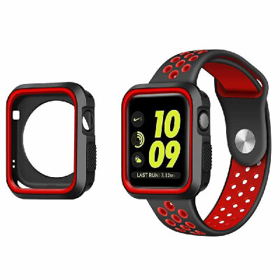 

Dual Colors Soft Silicone Case Bumper Protective Watch Case Shell For Apple Nike watchband Watch Series 1 2 3 Cover Frame Full Pro