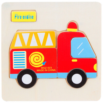 

Gotoamei 1PC Wooden Fire truck Puzzle Educational Developmental Baby Training Toy D
