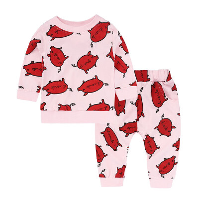 

2Pcs Kids Girl Boy Clothing Sets Long Sleeve Lips Printed O-Neck Sweatshirts Pants Outfits Children Clothing Sets