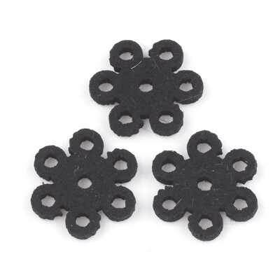 

PU Leather Fabric Beads Flower Black 14x13x2mm Hole 2mm