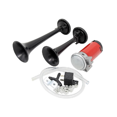 

12V Dual Trumpet Air Horn 130dB Electric Air Horn Compressor Kit for Car Van Train Truck